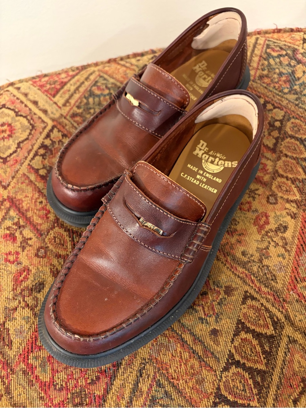 Dr. Martens Men's Chestnut Leather Penny Loafers made in England
